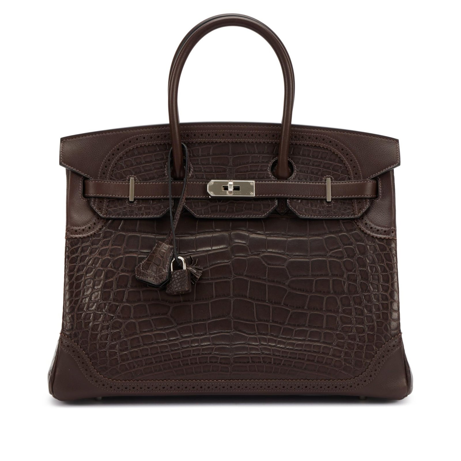 Ébène Matte Alligator and Swift Ghillies Birkin 35 Palladium Hardware, 2016