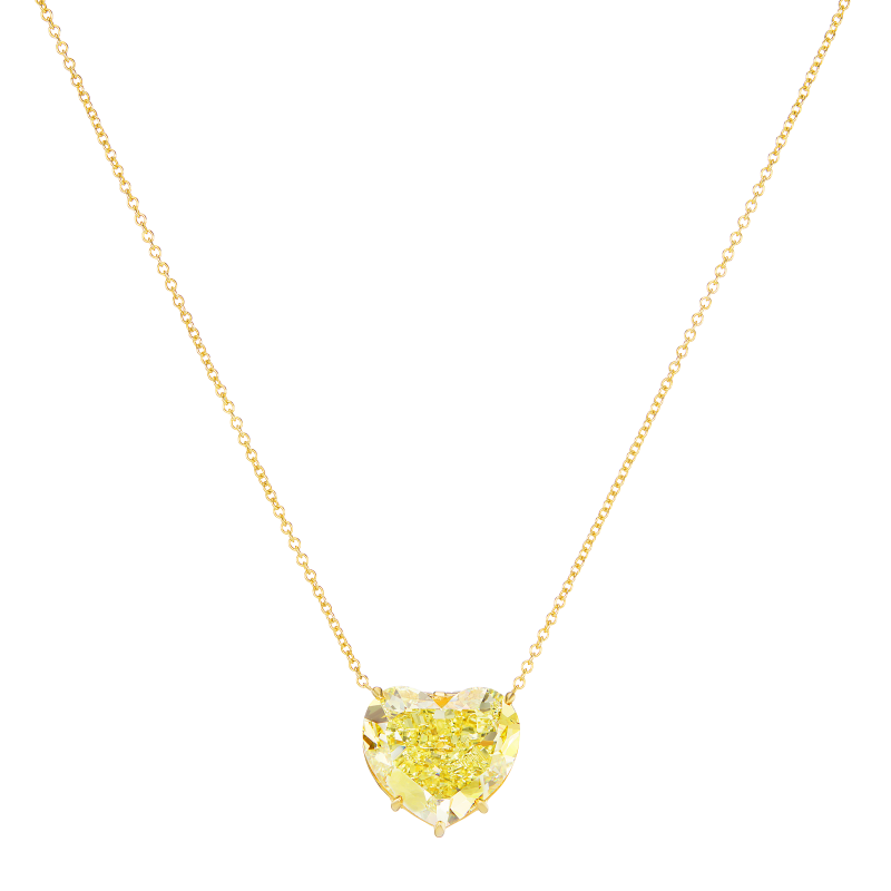 Yellow Diamond Heart Pendant Necklace